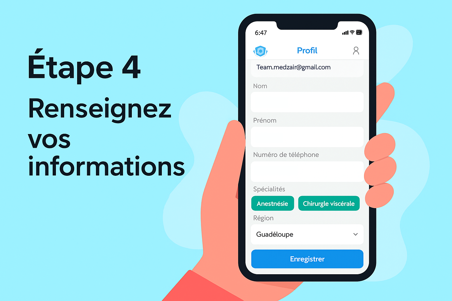Remplissez vos données professionnelles